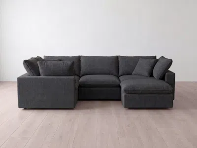 Albany Park Kova Pillow Modular 4-piece L-sectional + Ottoman In Black