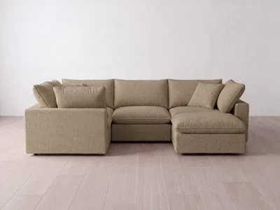 Albany Park Kova Pillow Modular 4-piece L-sectional + Ottoman In Brown