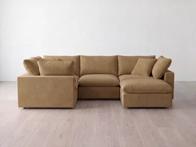 Albany Park Kova Pillow Modular 4-piece L-sectional + Ottoman In Brown
