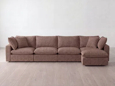 Albany Park Kova Pillow Modular 4-piece Sofa + Ottoman In Brown