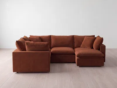 Albany Park Kova Pillow Modular 5-piece L-sectional + Ottoman In Brown