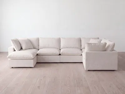 Albany Park Kova Pillow Modular 6-piece L-sectional + Ottoman In White