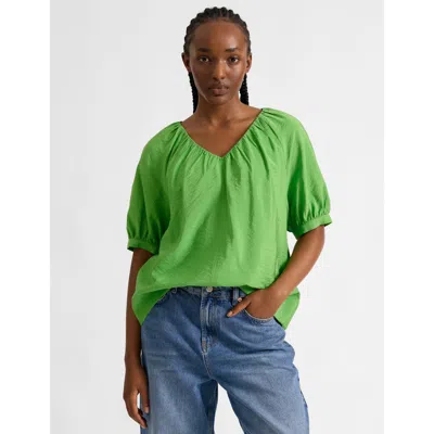 Albaray Air Flow V-neck Gathered Top In Green