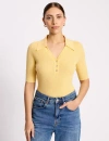 Albaray Button-front Collard Knit Top In Yellow