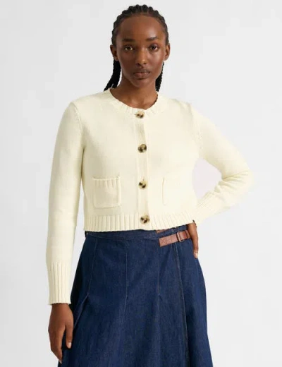 Albaray Cotton Cropped Cardigan In Neutral