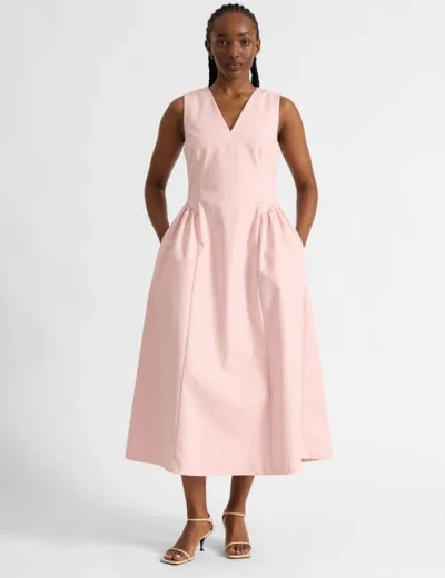 Albaray Cotton Sateen Gathered Side Dress In Pink