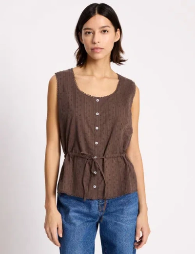 Albaray Drawstring Waist Button Through Top In Brown
