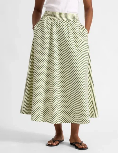 Albaray Full Stripe Midi Skirt In Green