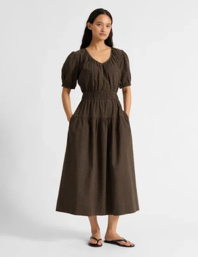 Albaray Gingham Midi Dress In Brown