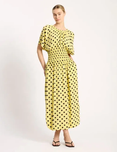 Albaray Iconic Polka Spot Shirred Waist Dress In Yellow
