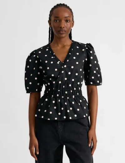 Albaray Large Spot Elastic Waist Top In Black