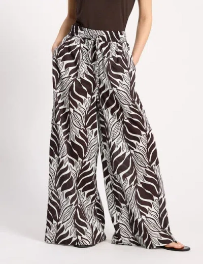 Albaray Mono Palm High-waist Wide-leg Trousers In Brown