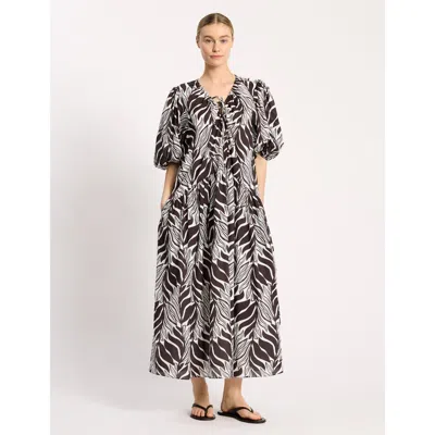 Albaray Mono Palm Tie-neck Maxi Dress In Animal Print