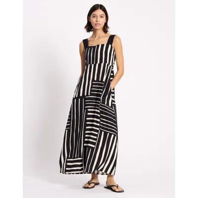 Albaray Patchwork Stripe Wide Strap Sundress In Black