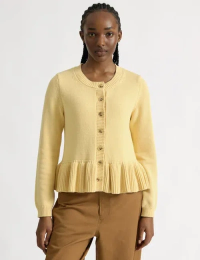 Albaray Peplum Cotton Cardigan In Yellow