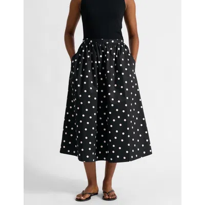 Albaray Polka Dot High-waist Midi Skirt In Black