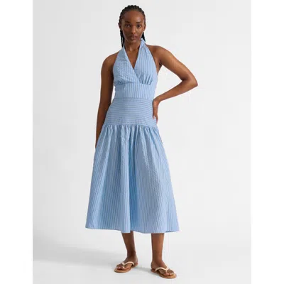 Albaray Stripe Halter Neck Midi Dress In Blue