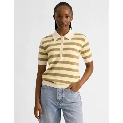 Albaray Stripe Short Sleeve Polo Shirt In Yellow