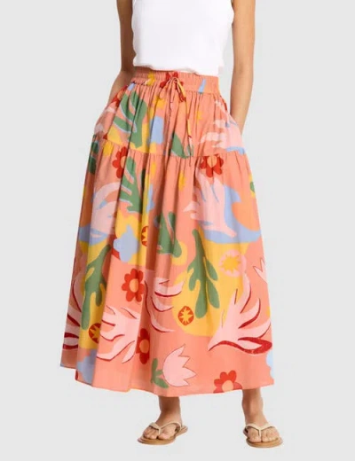 Albaray Tropique Print Maxi Skirt In Orange