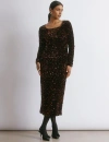 Albaray Velvet & Sequin Square Neck Dress In Brown