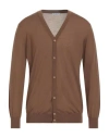 Albas Man Cardigan Brown Size 44 Wool In Brown