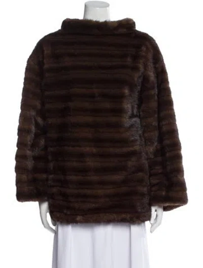 Pre-owned Albert Furs Bateau Neckline Long Sleeve Sweatshirt In Brown