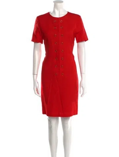 Pre-owned Albert Nipon Crew Neck Knee-length Dress In Red