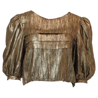 Pre-owned Albert Nipon Gold Lame Top In Brown