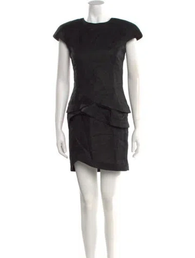 Pre-owned Albert Nipon Linen Knee-length Dress In Blue