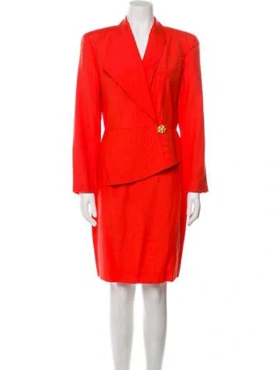 Pre-owned Albert Nipon Vintage 1980's Skirt Suit In Orange