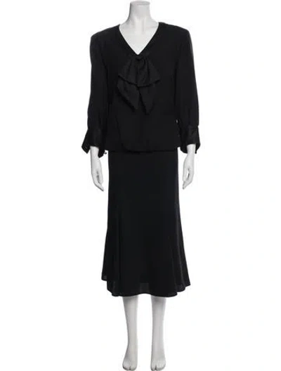 Pre-owned Albert Nipon Vintage Long Dress In Black