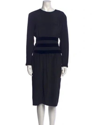 Pre-owned Albert Nipon Vintage Midi Length Dress In Black