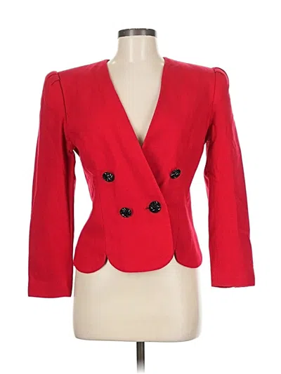 Pre-owned Albert Nipon Wool Blazer Jacket In Red