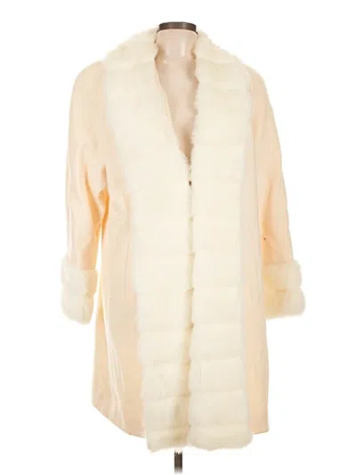 Pre-owned Albert Nipon Wool Coat In Ivory