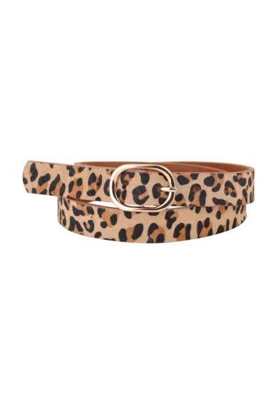 Alberta Boot Co. Women's Genuine Leather Belt In Leopard Print In Brown