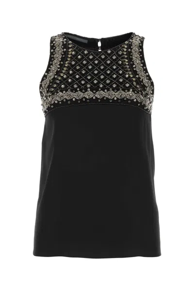 Alberta Ferretti Alberta Ferreti Black Satin Tank Top