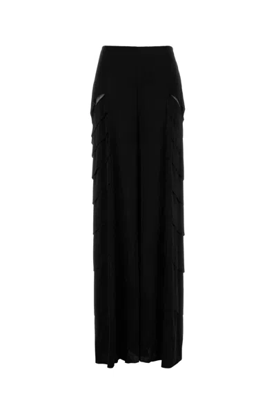 Alberta Ferretti Alberta Ferreti Black Satin Wide-leg Pant