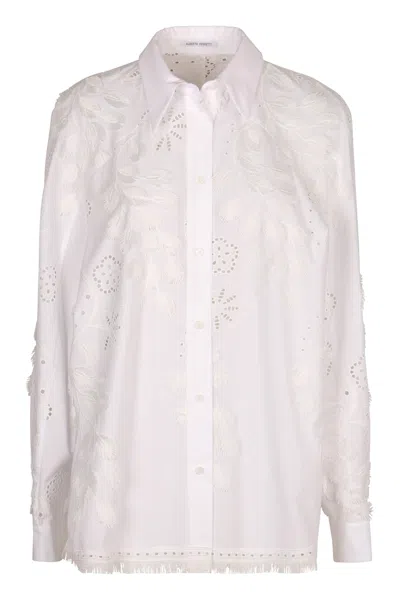 Alberta Ferretti Alberta Ferreti Embroidered Cotton Shirt In White