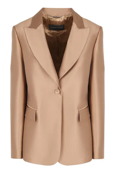 Alberta Ferretti Mikado Jacket In Brown