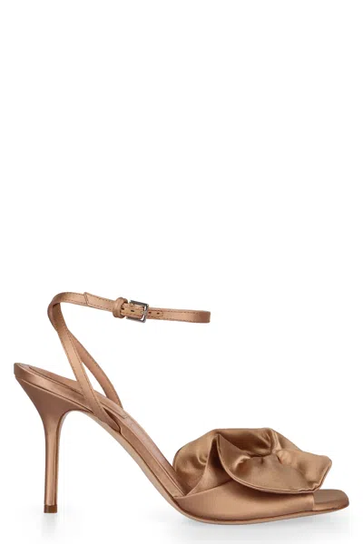 Alberta Ferretti Alberta Ferreti Satin Sandals In Brown