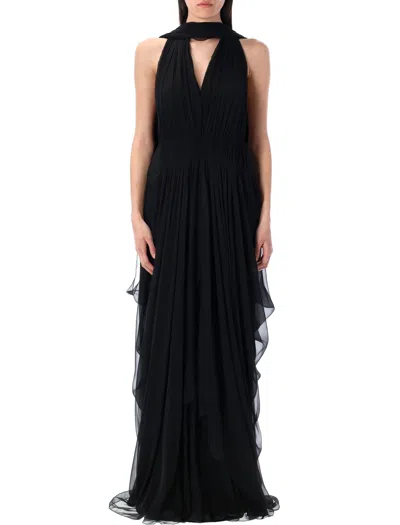Alberta Ferretti Alberta Ferreti Silk Chiffon Long Dress In Black