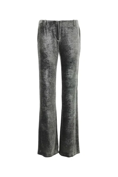 Alberta Ferretti Alberta Ferreti Silver Velvet Wide-leg Pant In Gray