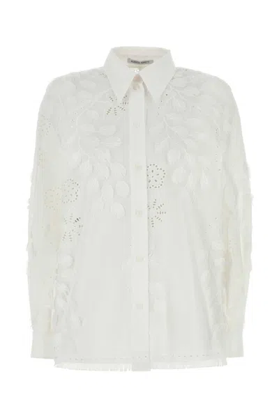 Alberta Ferretti Embroidered Fringed Shirt In Neutral