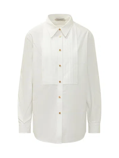 Alberta Ferretti 100% Cotton Button-front Blouse In White