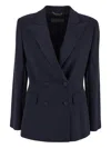 Alberta Ferretti Blazer Structured Shoulder Flap Pockets In Blue