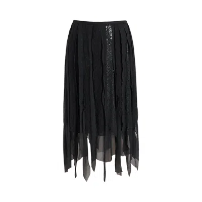 Pre-owned Alberta Ferretti 2000s Beaded Black Skirt