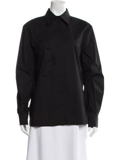 Pre-owned Alberta Ferretti 2024 Long Sleeve Button-up Top In Black