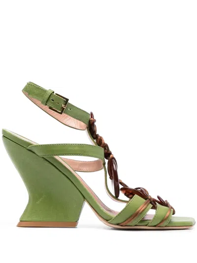 Alberta Ferretti 90mm Sculpted-wedge Heel Sandals In Multi