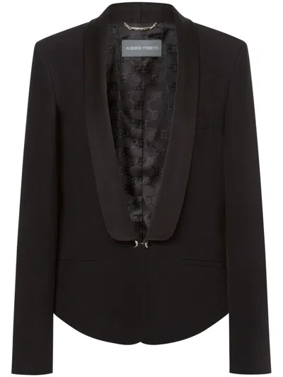 Alberta Ferretti Enver Satin Tuxedo Jacket In Black