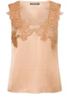 Alberta Ferretti Floral-embroidery Satin Top In 中性色